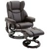 HOMCOM Massage Recliner Chair Brown with Ottoman 10-Point Vibrating Swivel for Bedroom & Living Room
