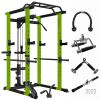 Multi-functional Power Cage, Home Adjustable Pullup Squat Rack 1000Lbs Capacity Comprehensive Fitness Barbell Rack with Gym Accessories