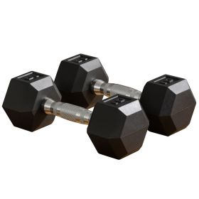 Rubber Dumbbells Weight Set, Total 20lbs(10lbs Each) Dumbbell Hand Weight for Body Fitness Training for Home Office Gym, Black