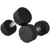 2 x 22lbs Dumbbell Set, Rubber Weights Exercise Fitness Dumbbells with Non-Slip Handles, Anti-roll, for Women or Men Home Gym Workout