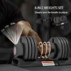 4-Level Adjustable Dumbbells, 2 x 22lbs Rubber Weights Exercise Fitness Dumbbell Set with Non-Slip Handles and Tray for Men Women Home Gym Workout