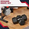 2 x 50lbs Hex Dumbbell Set, Rubber Weights Exercise Fitness Dumbbells with Non-Slip Handles, Anti-roll, for Women or Men Home Gym Workout
