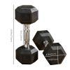 Rubber Dumbbells Weight Set, Total 24lbs(12lbs Each) Dumbbell Hand Weight for Body Fitness Training for Home Office Gym, Black