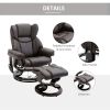 HOMCOM Massage Recliner Chair Brown with Ottoman 10-Point Vibrating Swivel for Bedroom & Living Room