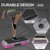43" Adjustable Aerobic Platform Stepper 3 Level with Risers 4' 6' 8' Cardio Fitness Trainer Workout Step Home Gym Exercise, Black Purple