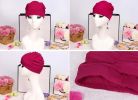 2 Pack Solid Color Pleated Swim Caps For Long Hair Cloth Febric Swimming Cap, Pink