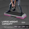 43" Adjustable Aerobic Platform Stepper 3 Level with Risers 4' 6' 8' Cardio Fitness Trainer Workout Step Home Gym Exercise, Black Purple