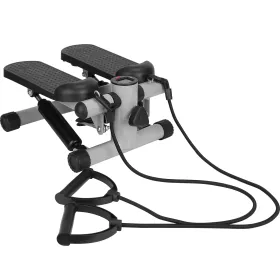 Exercise Stepper For Women Mini Fitness Stepper With 2 Resistance Bands LCD Monitor Max 330.7LBS Load Stair Stepper Quiet Stepper (Color: Grey)
