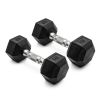 5lb 8lb 10lb 12lb 15lb Coated Rubber Hex Dumbbell, Pair of 2
