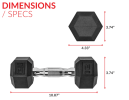 5lb 8lb 10lb 12lb 15lb Coated Rubber Hex Dumbbell, Pair of 2