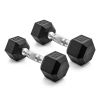 5lb 8lb 10lb 12lb 15lb Coated Rubber Hex Dumbbell, Pair of 2