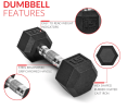 5lb 8lb 10lb 12lb 15lb Coated Rubber Hex Dumbbell, Pair of 2
