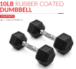5lb 8lb 10lb 12lb 15lb Coated Rubber Hex Dumbbell, Pair of 2